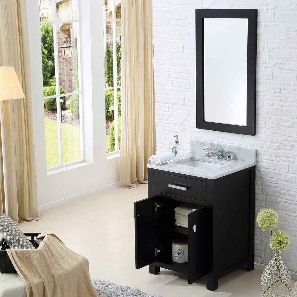Madison 24" Espresso Single Sink Vanity With Matching Framed Mirror And Faucet Vanity Water Creation 