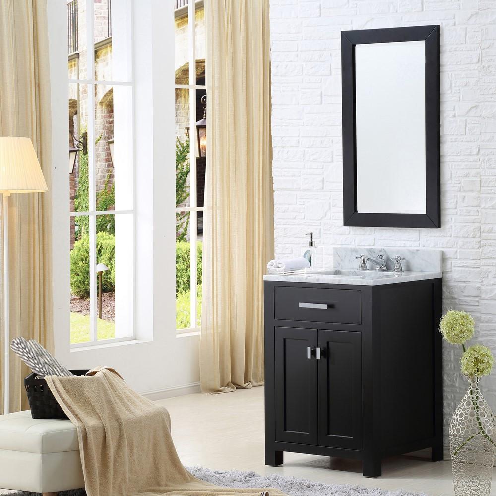 Madison 24" Espresso Single Sink Bathroom Vanity With Matching Framed Mirror Vanity Water Creation 