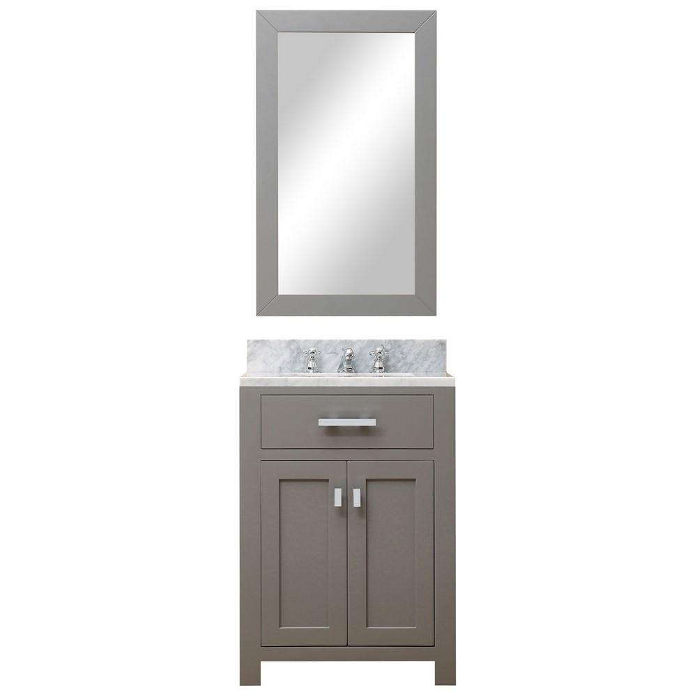 Madison 24" Cashmere Grey Single Sink Vanity With Framed Mirror And Faucet Vanity Water Creation 