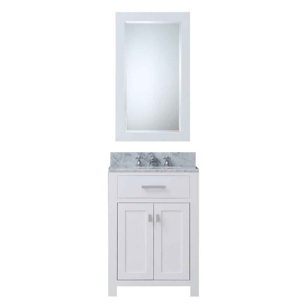 Madison 24" Solid White Single Sink Bathroom Vanity With Matching Framed Mirror Vanity Water Creation 