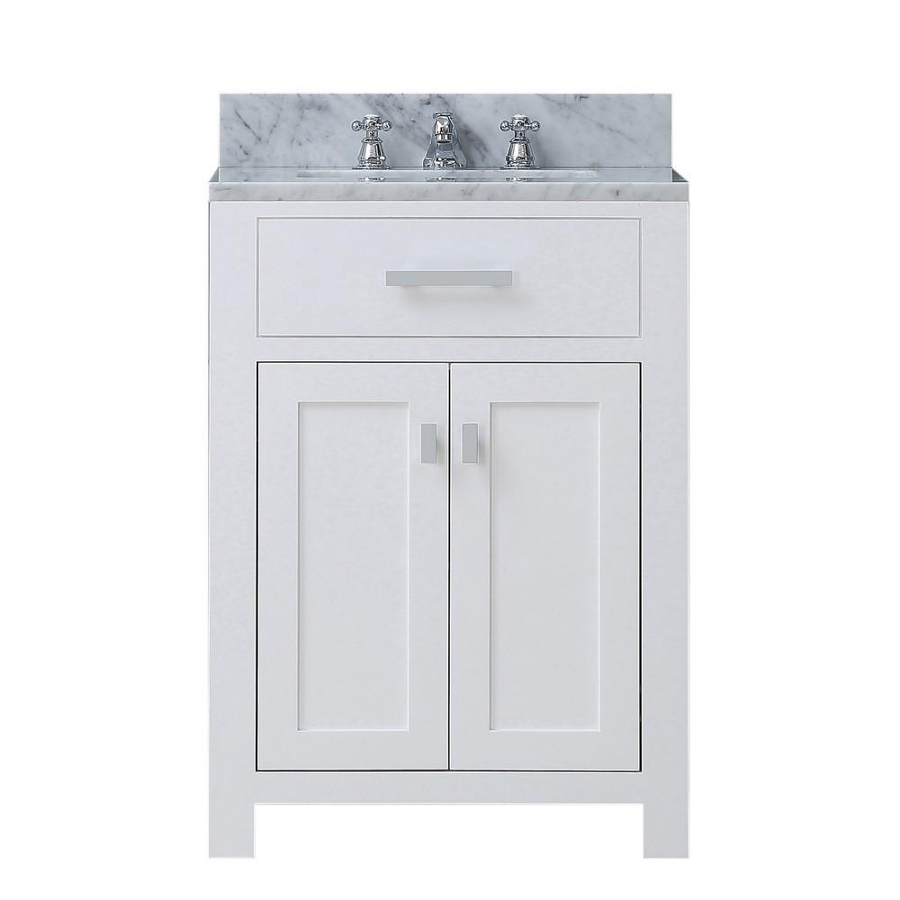 Madison 24" Solid White Single Sink Bathroom Vanity And Faucet Vanity Water Creation 