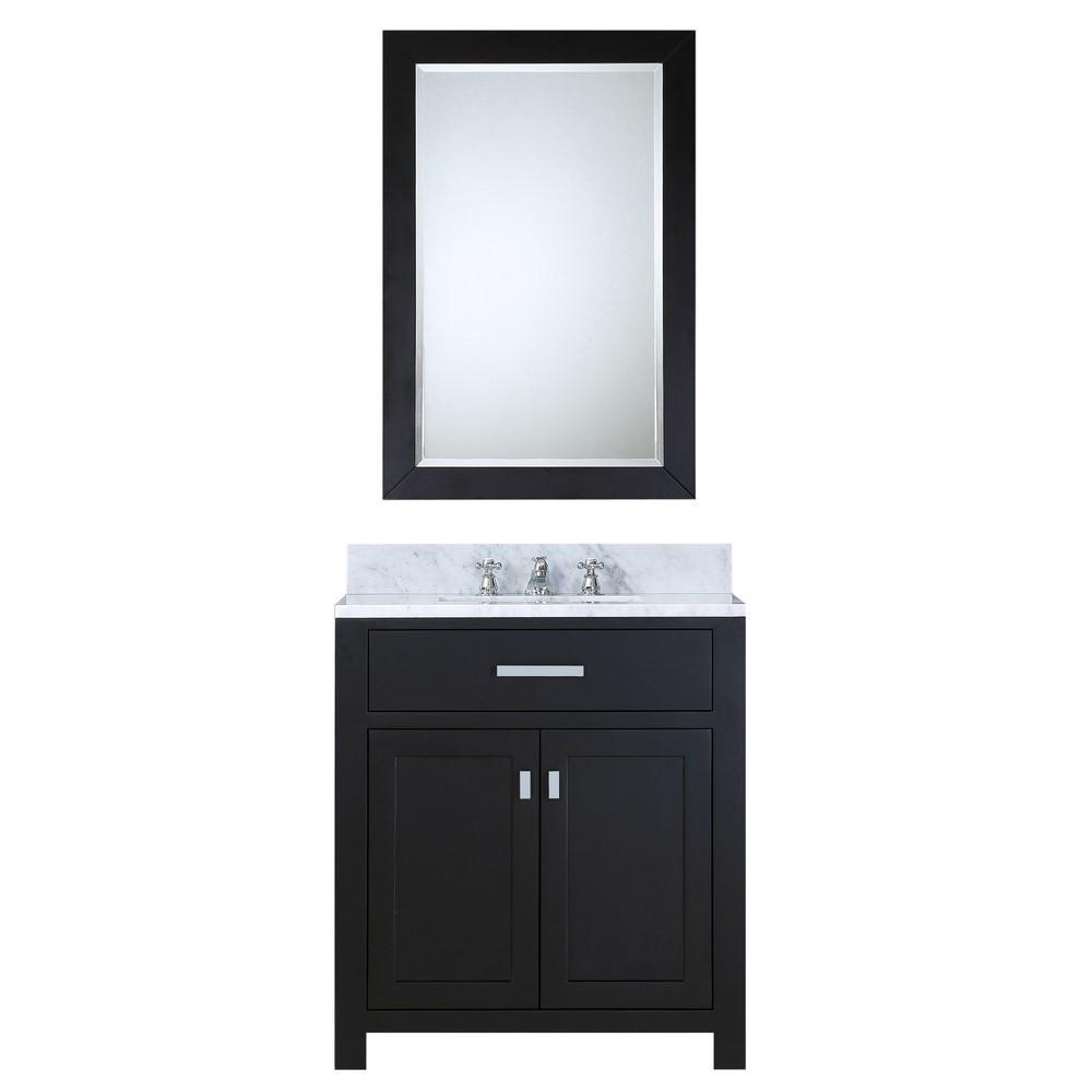 Madison 30" Espresso Single Sink Bathroom Vanity With Framed Mirror And Faucet Vanity Water Creation 