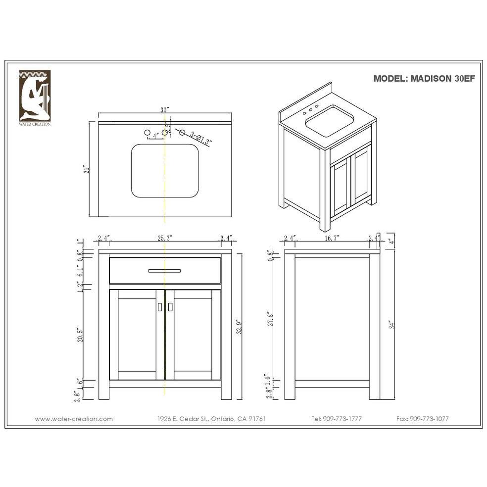 Madison 30" Espresso Single Sink Bathroom Vanity And Faucet Vanity Water Creation 