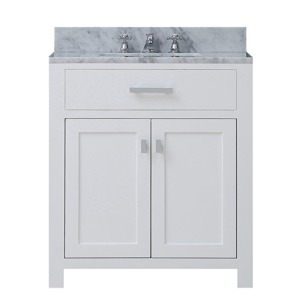 Madison 30" Solid White Single Sink Bathroom Vanity Only Vanity Water Creation 