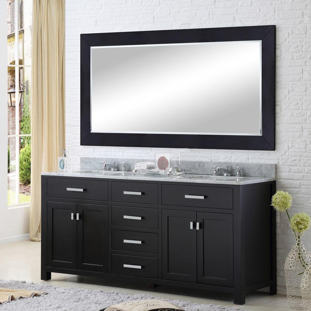 Madison 60" Espresso Double Sink Bathroom Vanity With Framed Mirror And Faucet Vanity Water Creation 