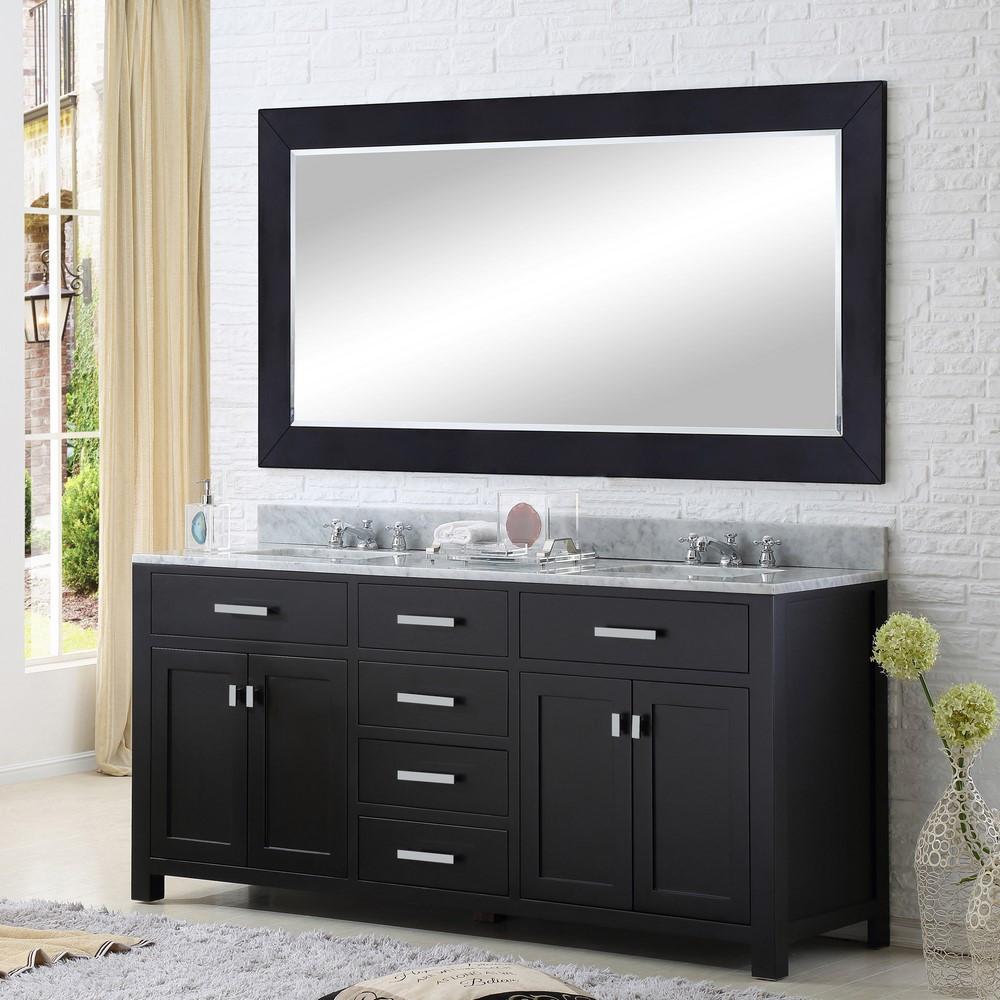 Madison 60" Espresso Double Sink Bathroom Vanity With Matching Framed Mirror Vanity Water Creation 