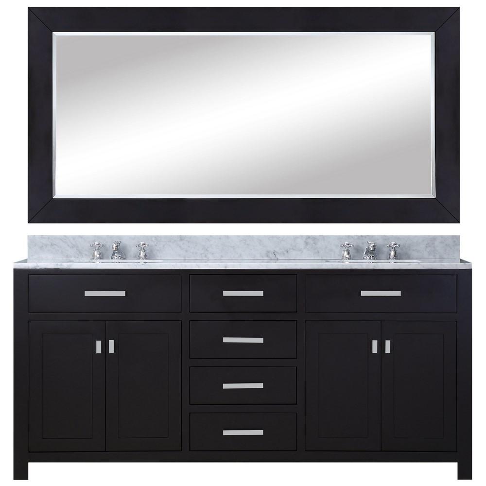 Madison 60" Espresso Double Sink Bathroom Vanity With Matching Framed Mirror Vanity Water Creation 