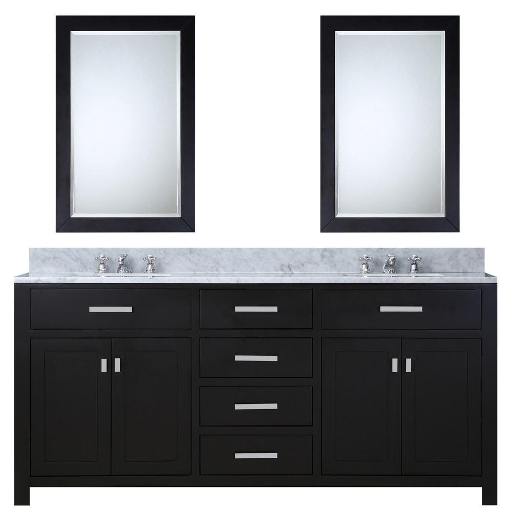 Madison 60" Espresso Double Sink Vanity With 2 Framed Mirrors And Faucets Vanity Water Creation 