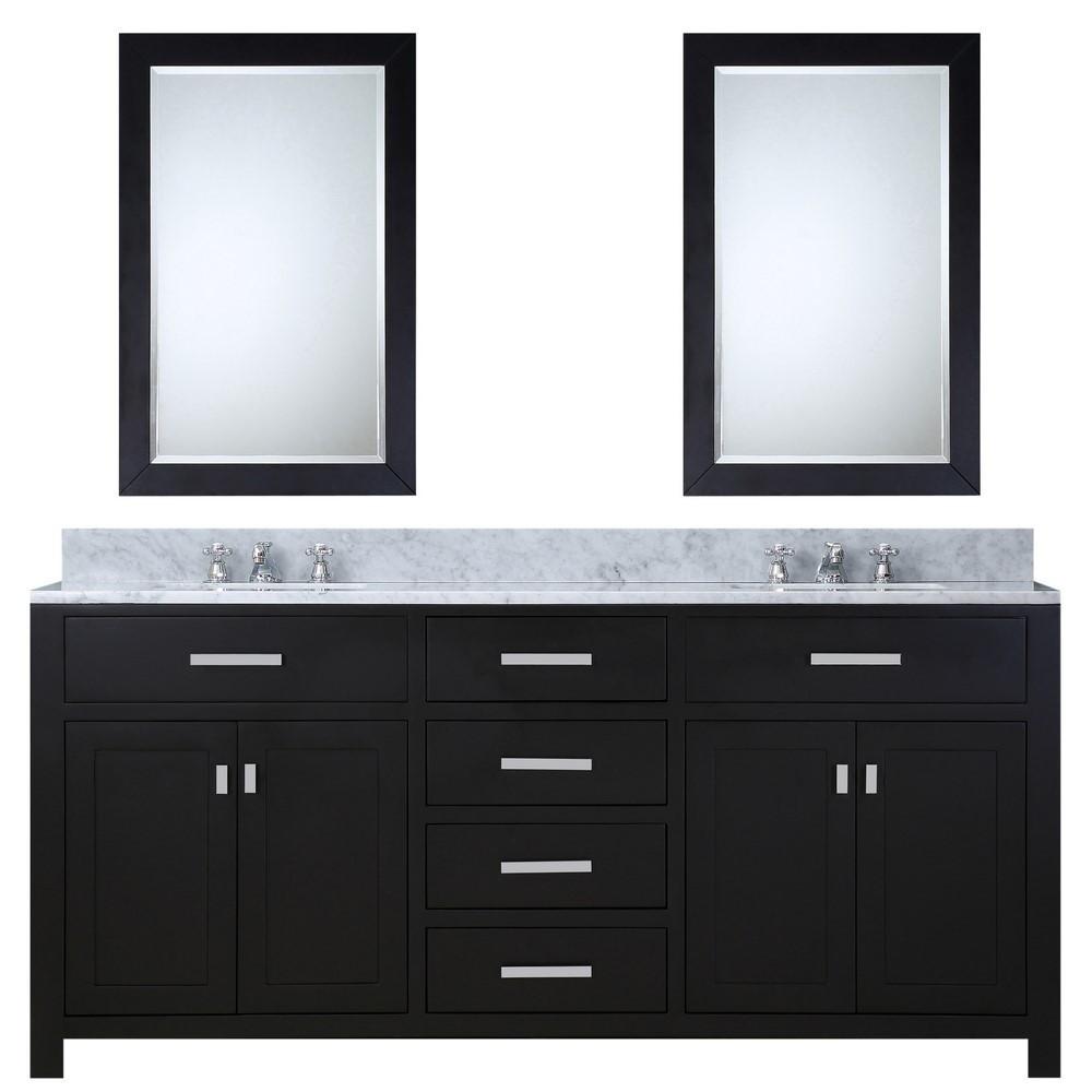 Madison 60" Espresso Double Sink Bathroom Vanity With 2 Matching Framed Mirrors Vanity Water Creation 