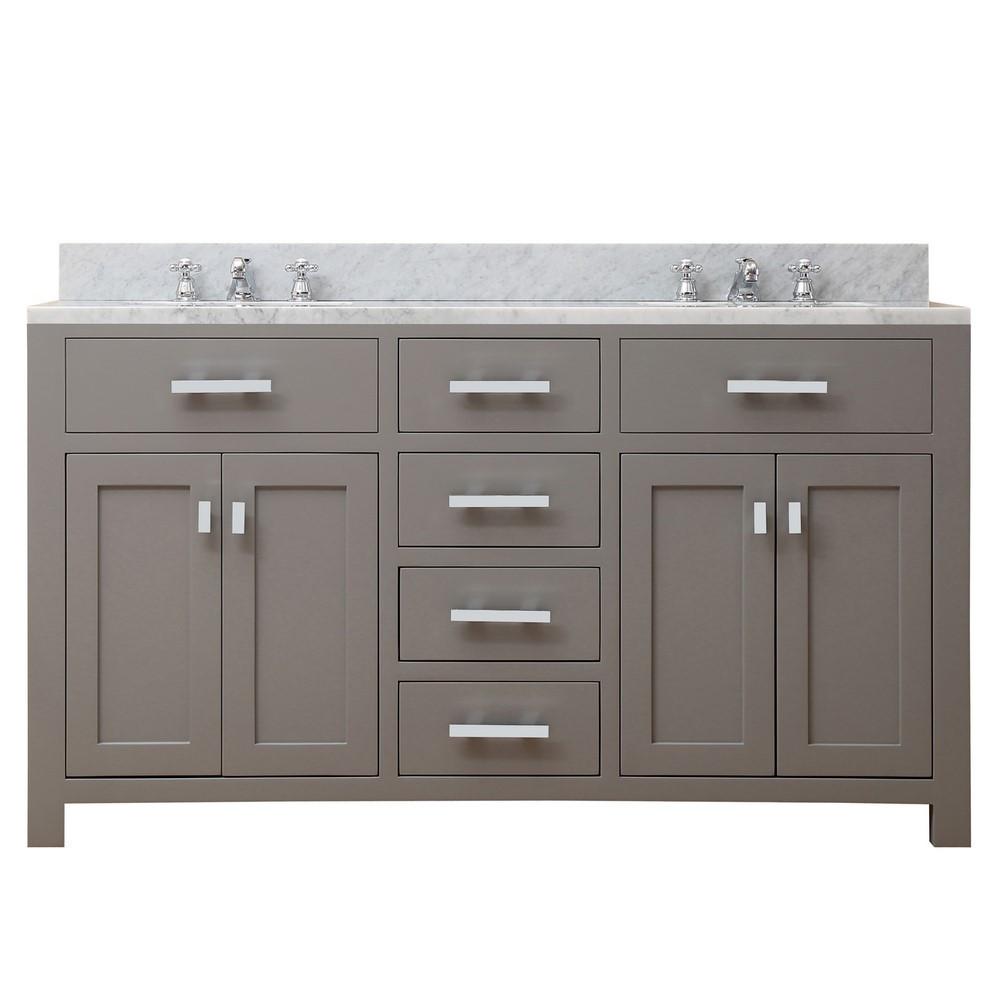 Madison 60" Cashmere Grey Double Sink Bathroom Vanity Only Vanity Water Creation 