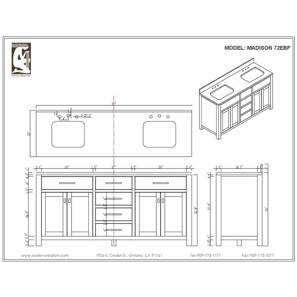 Madison 72" Espresso Double Sink Bathroom Vanity With Framed Mirror And Faucet Vanity Water Creation 