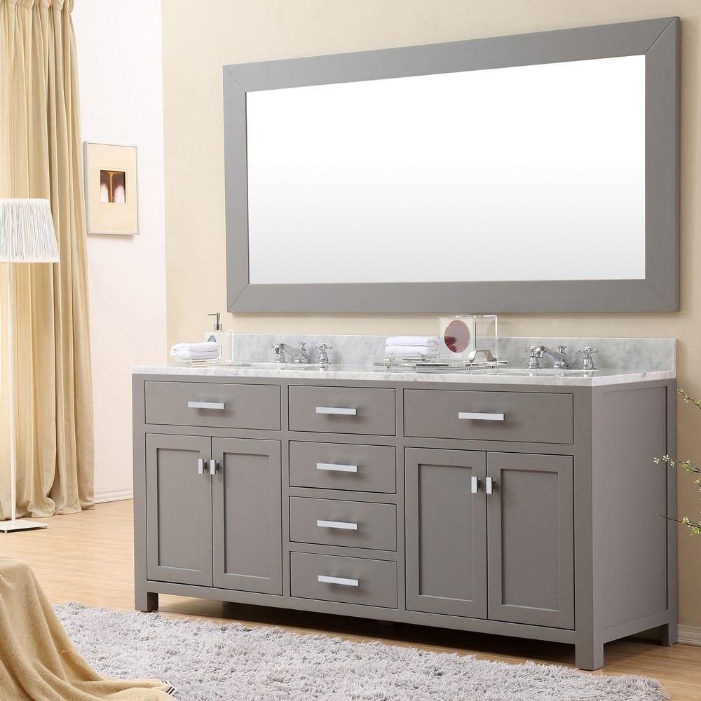 Madison 72" Cashmere Grey Double Sink Bathroom Vanity And Faucet Vanity Water Creation 