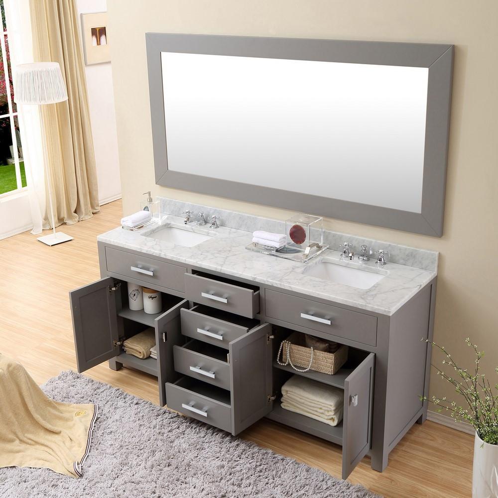Madison 72" Cashmere Grey Double Sink Bathroom Vanity And Faucet Vanity Water Creation 