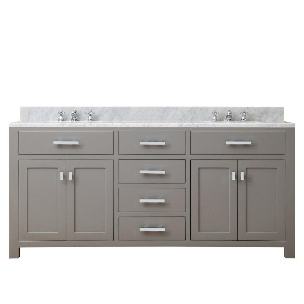 Madison 72" Cashmere Grey Double Sink Bathroom Vanity And Faucet Vanity Water Creation 