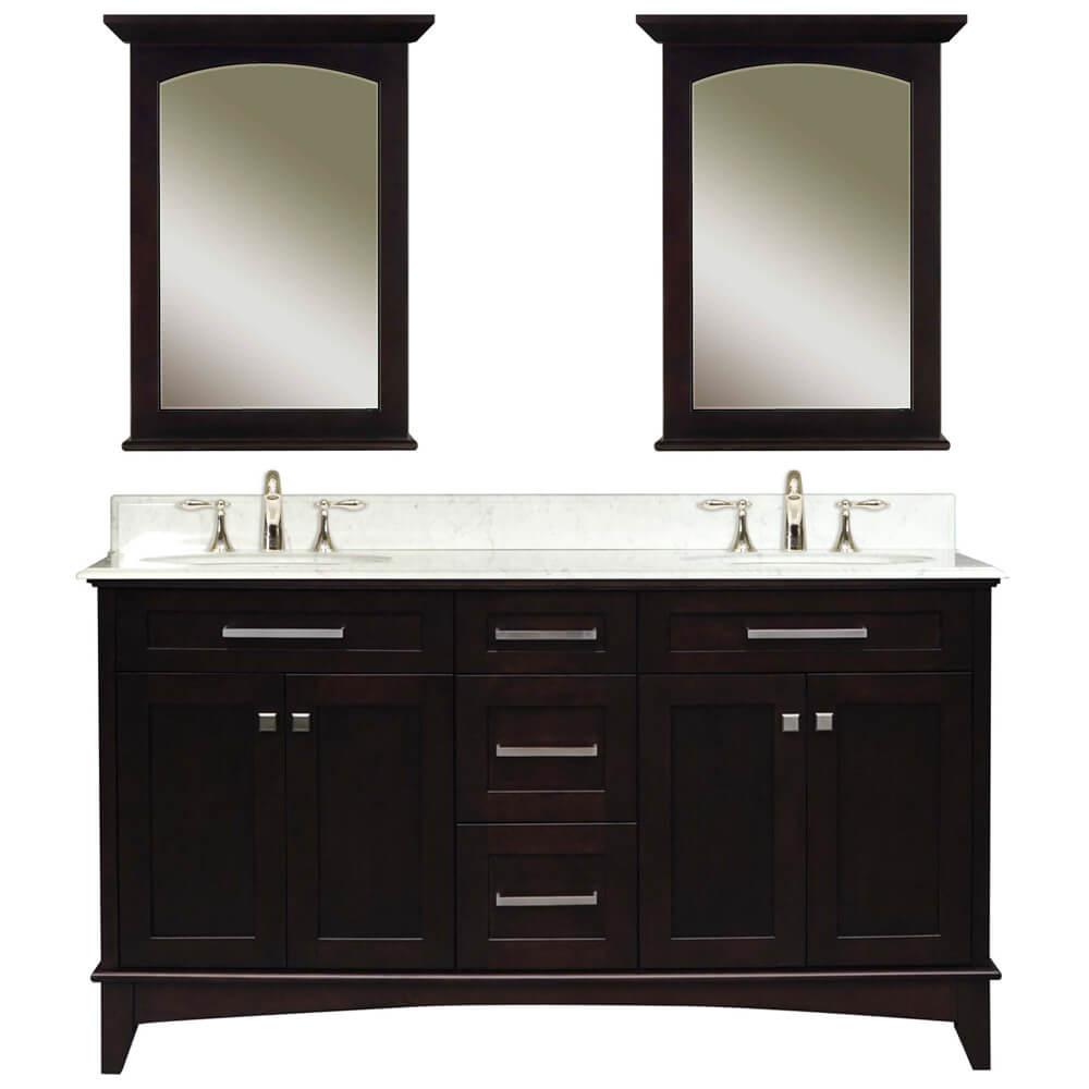 Manhattan 60" Dark Espresso Double Sink Vanity And Two Manhattan Mirrors Vanity Water Creation 