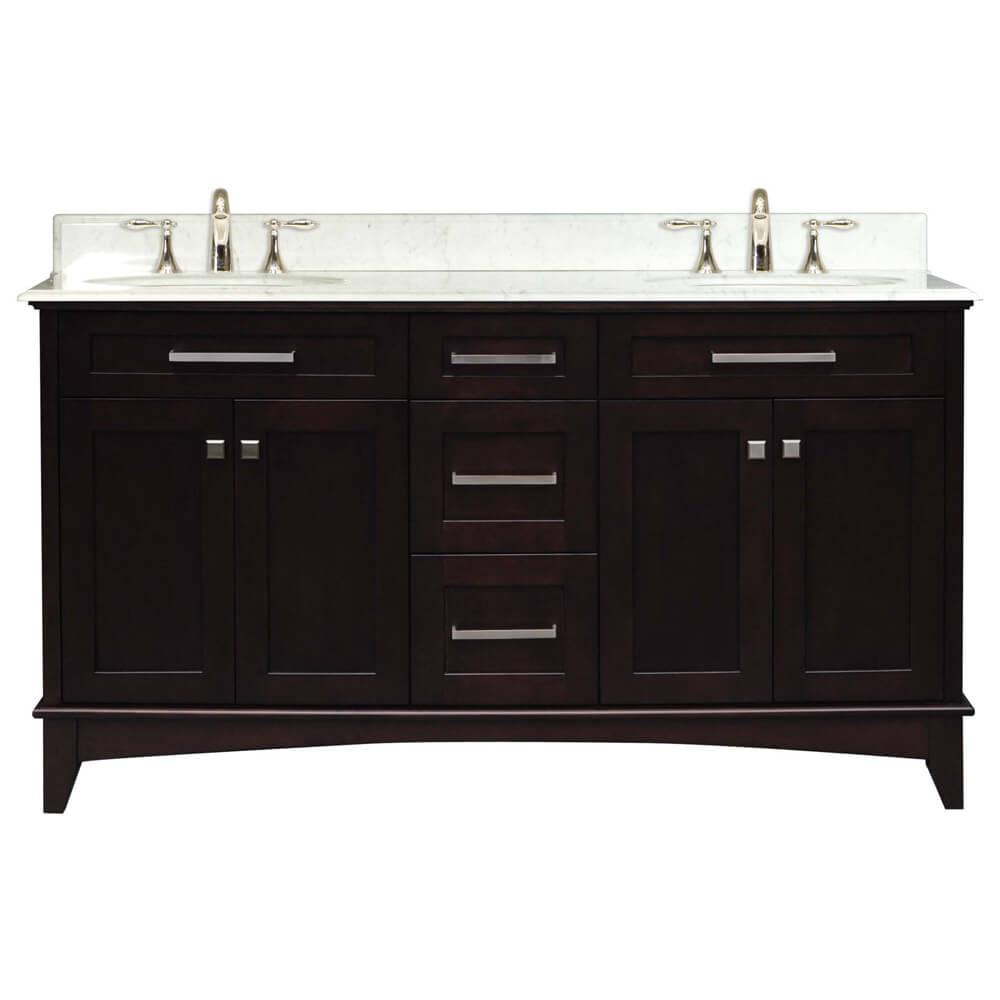 Manhattan 60" Dark Espresso Double Sink Bathroom Vanity Only Vanity Water Creation 