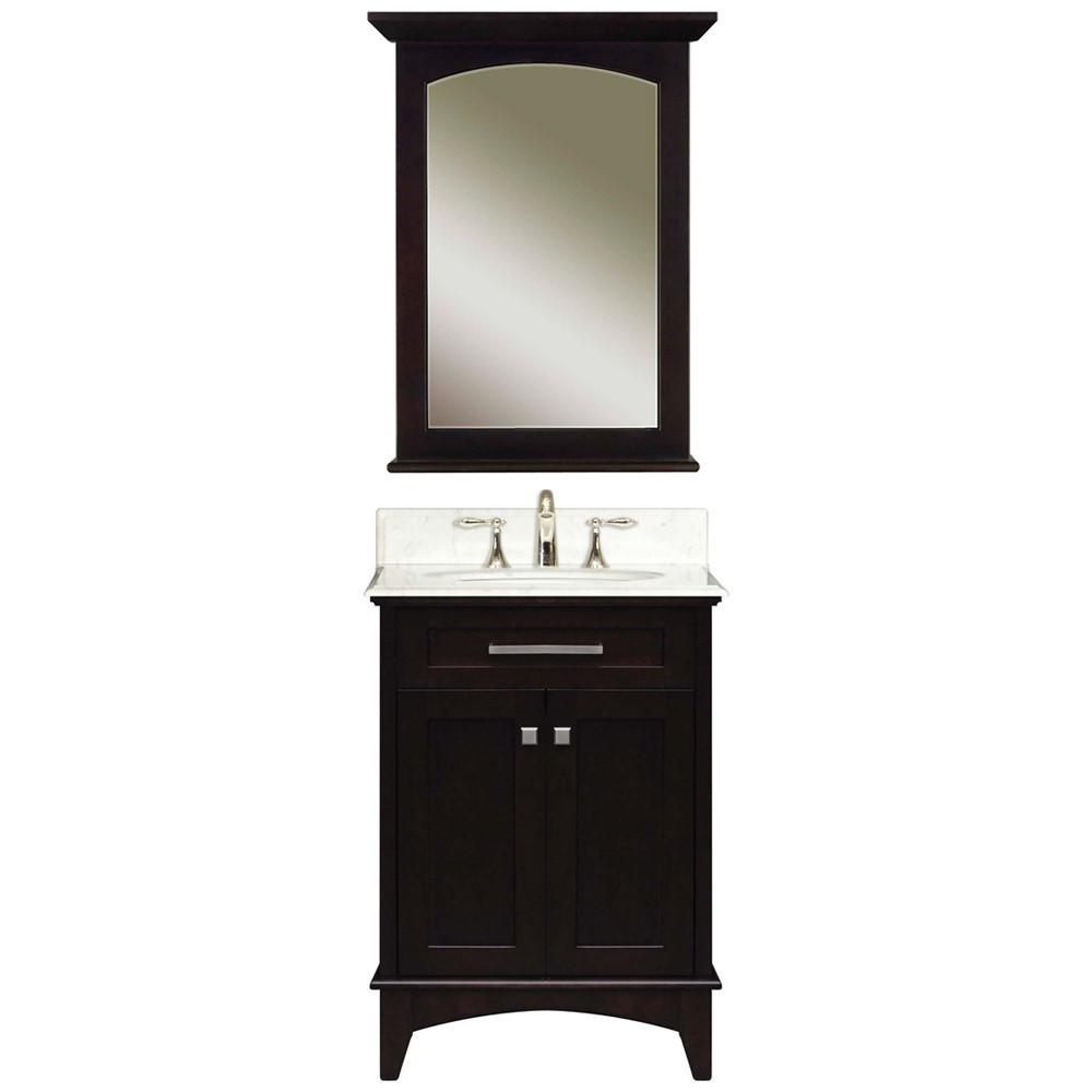 Manhattan 24" Dark Espresso Single Sink Vanity And Manhattan Matching Mirror Vanity Water Creation 