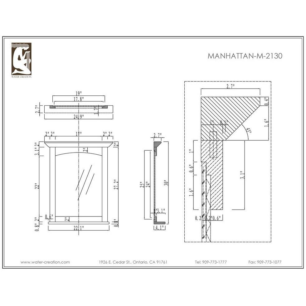 Manhattan 24" Dark Espresso Single Sink Vanity And Manhattan Matching Mirror Vanity Water Creation 