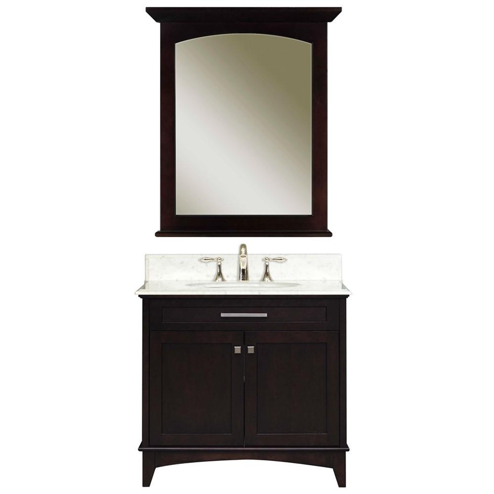 Manhattan 30" Dark Espresso Single Sink Vanity And Manhattan Matching Mirror Vanity Water Creation 