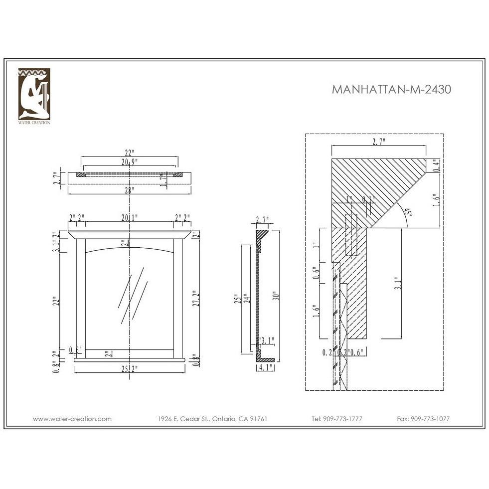 Manhattan 30" Dark Espresso Single Sink Vanity And Manhattan Matching Mirror Vanity Water Creation 