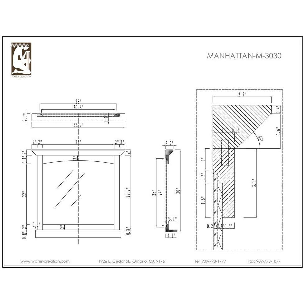 Manhattan 36" Dark Espresso Single Sink Vanity And Manhattan Matching Mirror Vanity Water Creation 