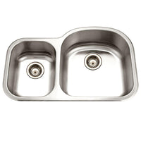 Thumbnail for Houzer Medallion Designer Series Undermount Stainless Steel 70/30 Double Bowl Kitchen Sink, Small Bowl Left Kitchen Sink - Undermount Houzer 