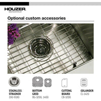 Thumbnail for Houzer Medallion Designer Series Undermount Stainless Steel 70/30 Double Bowl Kitchen Sink, Small Bowl Left Kitchen Sink - Undermount Houzer 