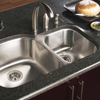 Thumbnail for Houzer Medallion Designer Series Undermount Stainless Steel 70/30 Double Bowl Kitchen Sink, Small Bowl Right Kitchen Sink - Undermount Houzer 