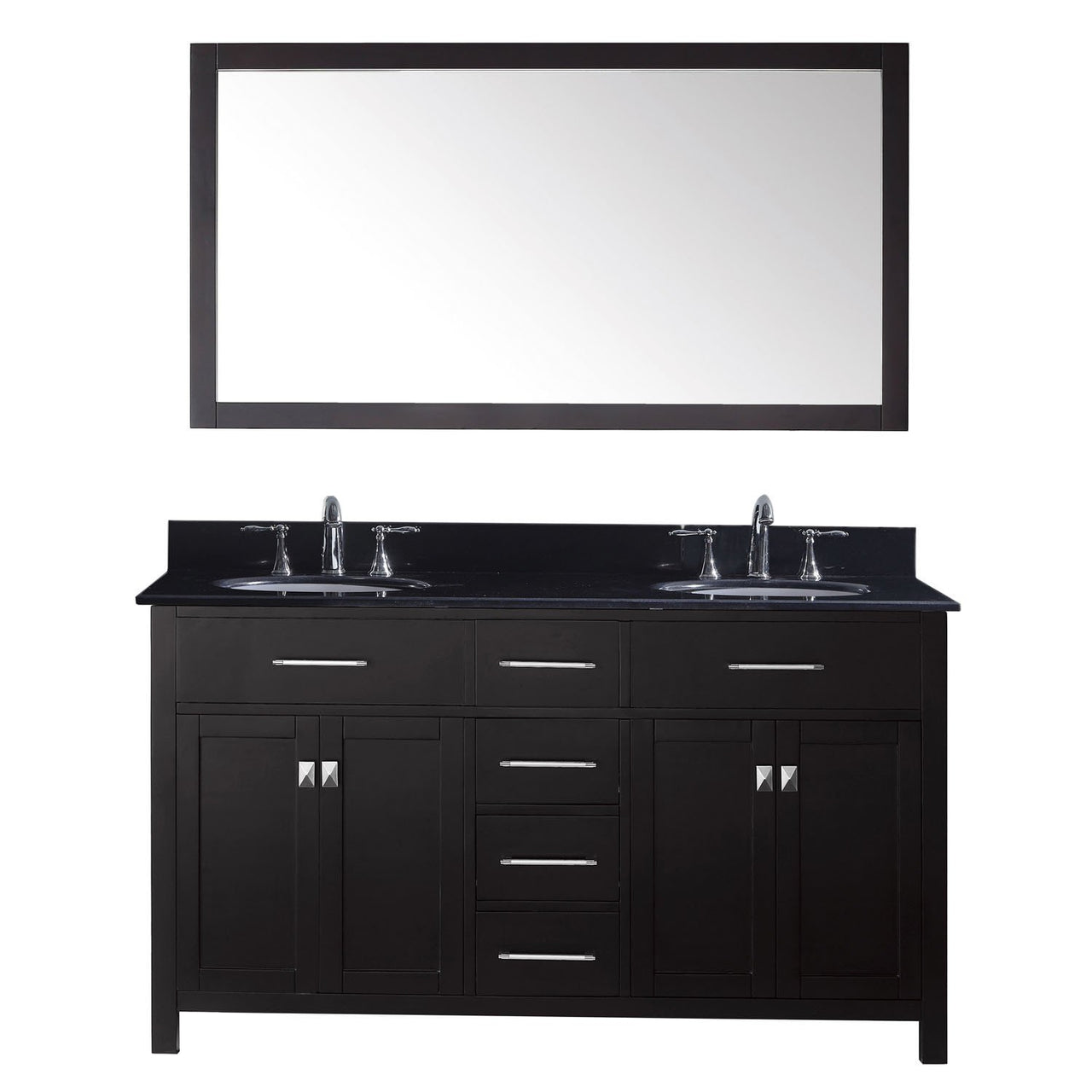 Virtu USA Caroline 60" Double Round Sink Espresso Top Vanity with Mirror Vanity Virtu USA 