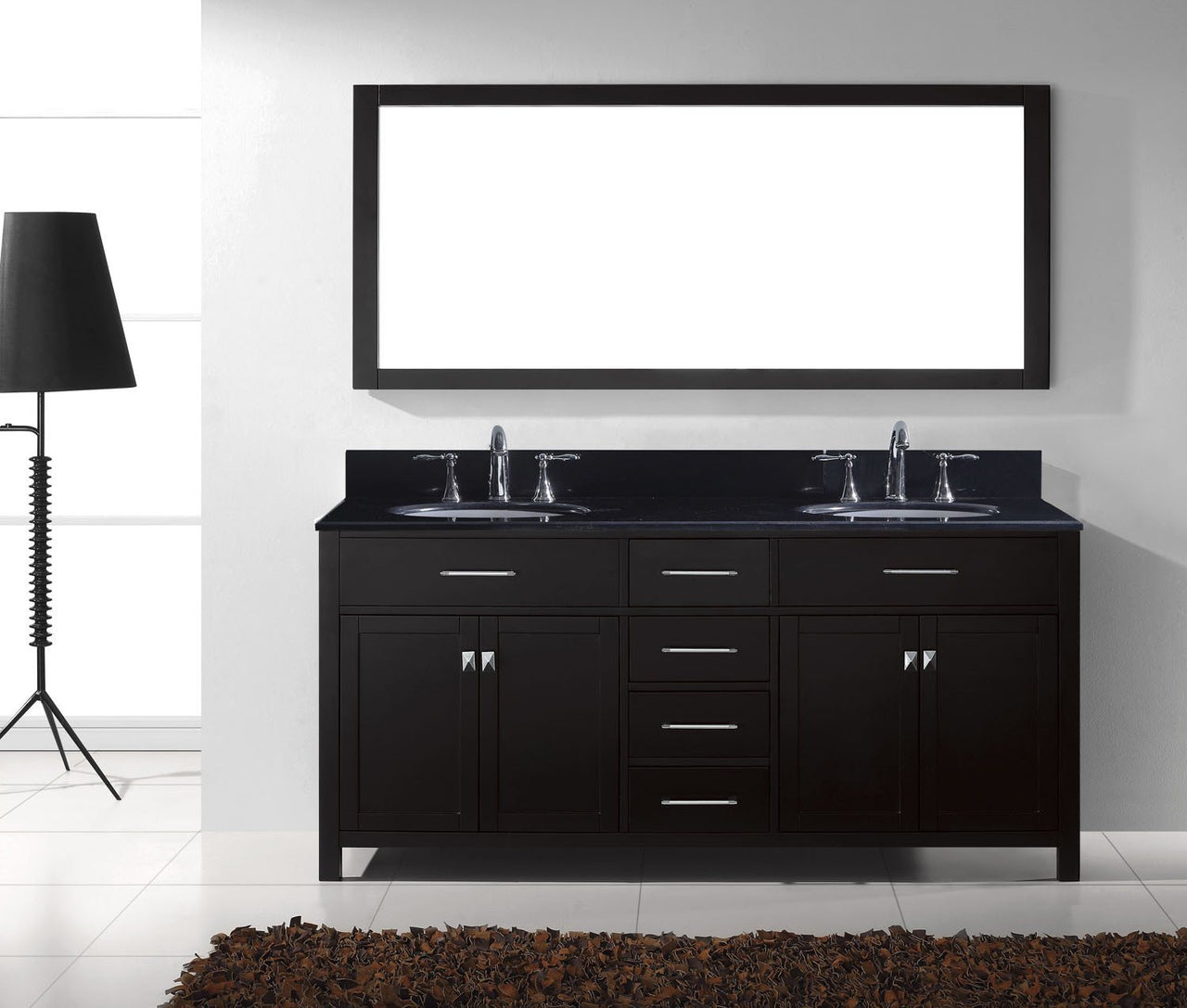 Virtu USA Caroline 72" Double Round Sink Espresso Top Vanity in Espresso with Mirror Vanity Virtu USA 
