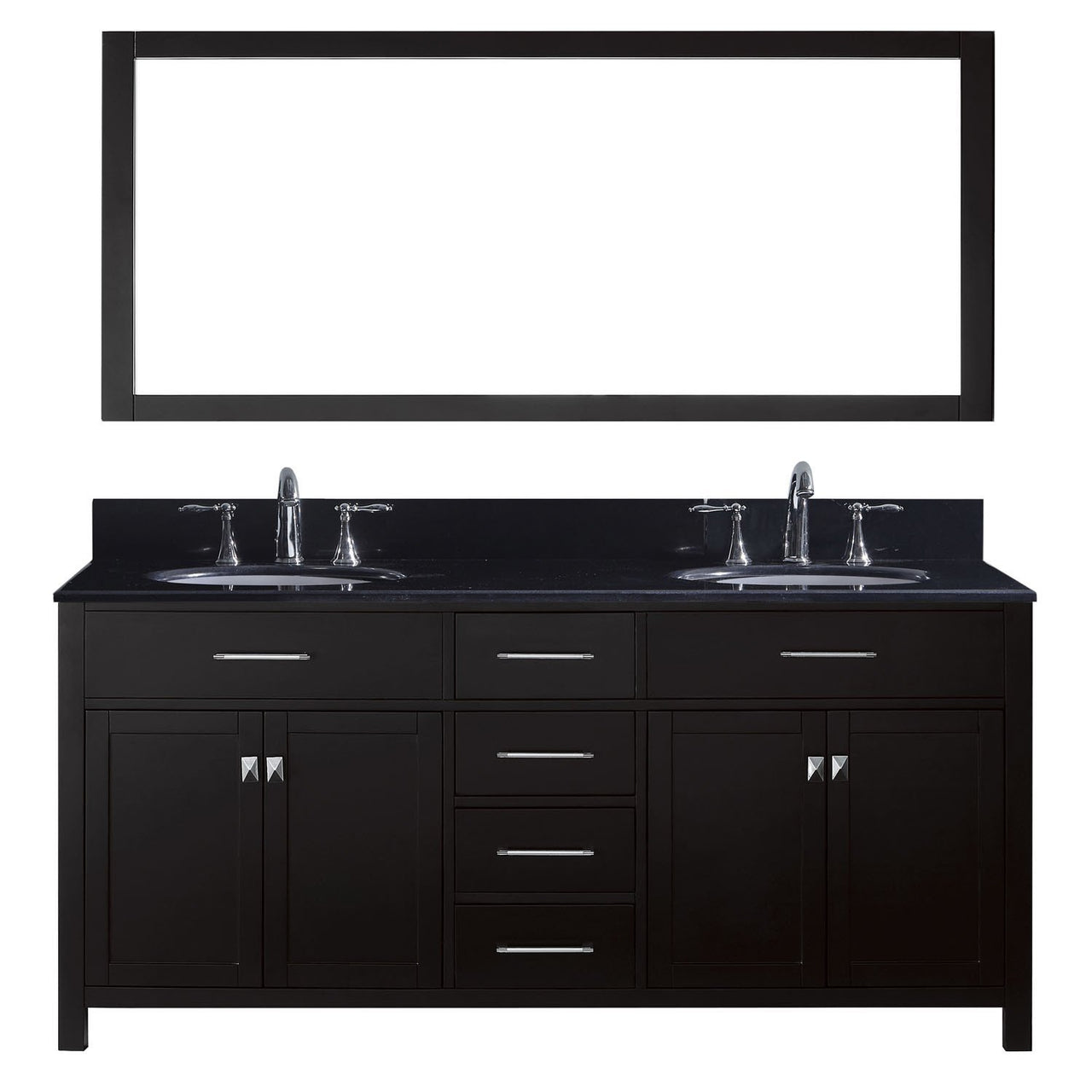 Virtu USA Caroline 72" Double Round Sink Espresso Top Vanity in Espresso with Mirror Vanity Virtu USA 