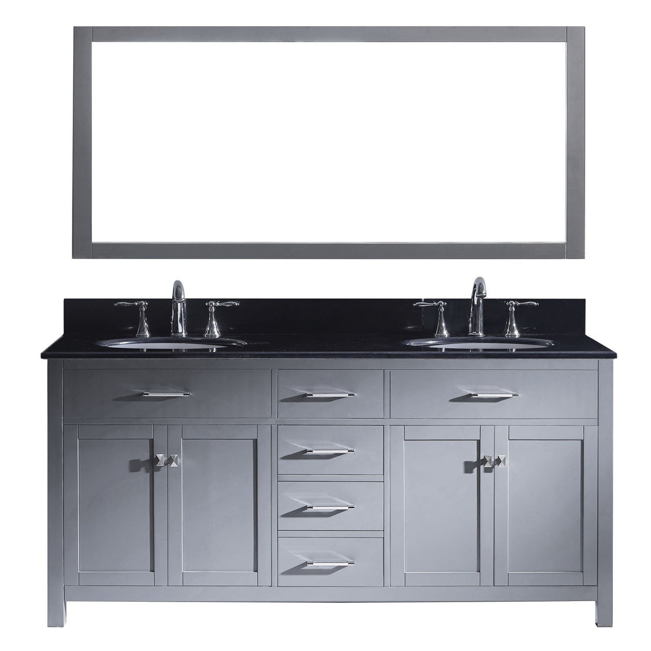 Virtu USA Caroline 72" Double Round Sink Grey Top Vanity in Grey with Mirror Vanity Virtu USA 