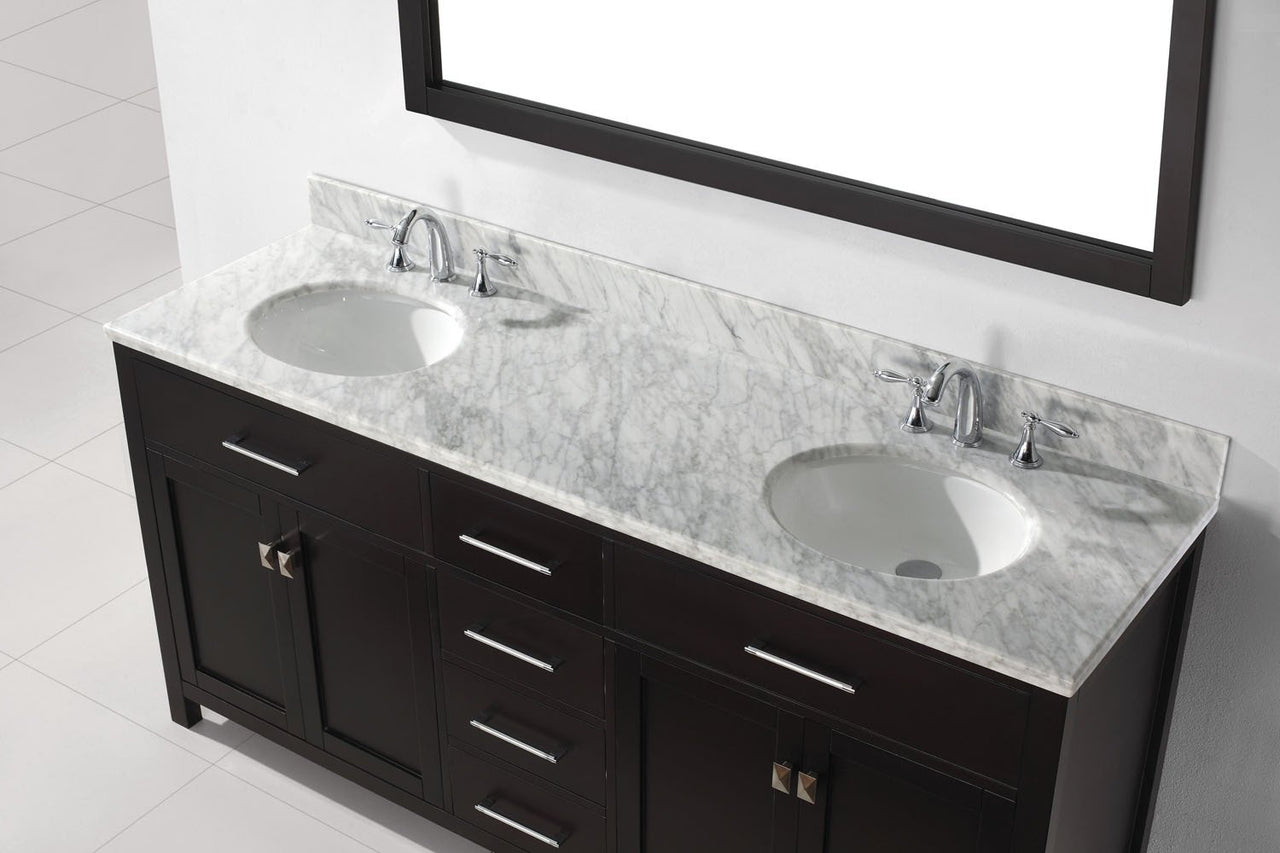 Virtu USA Caroline 72" Double Round Sink Espresso Top Vanity with Mirror Vanity Virtu USA 