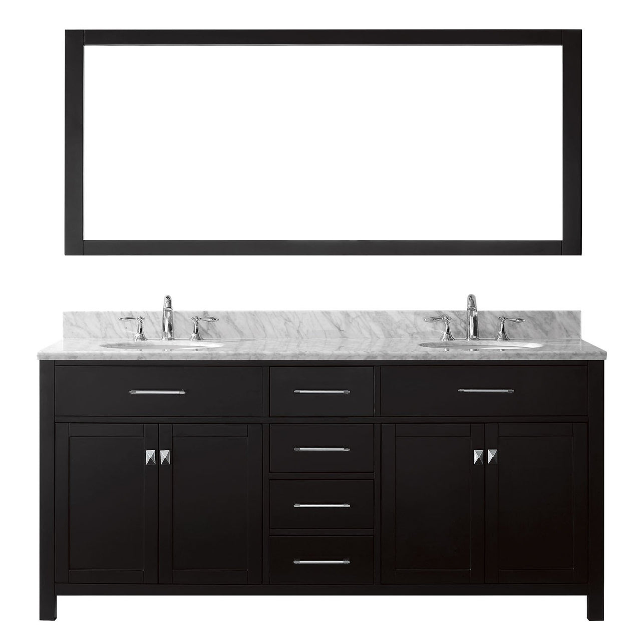 Virtu USA Caroline 72" Double Round Sink Espresso Top Vanity with Mirror Vanity Virtu USA 