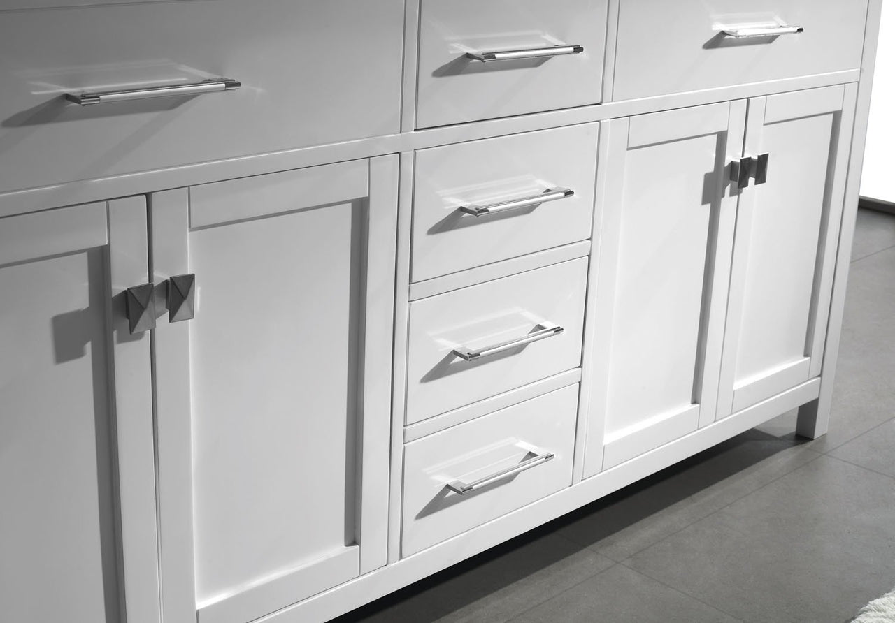 Virtu USA Caroline 72" Double Round Sink White Top Vanity in White with Mirror Vanity Virtu USA 