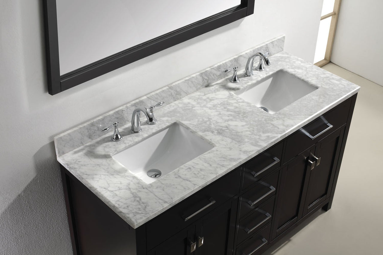 Virtu USA Caroline 72" Double Square Sink Espresso Top Vanity in Espresso with Mirror Vanity Virtu USA 