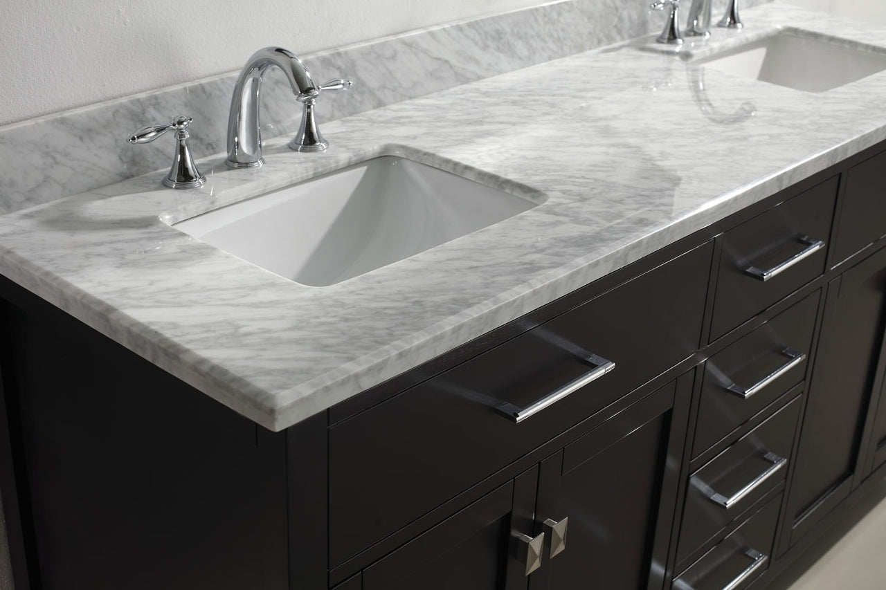 Virtu USA Caroline 72" Double Square Sink Espresso Top Vanity in Espresso with Mirror Vanity Virtu USA 
