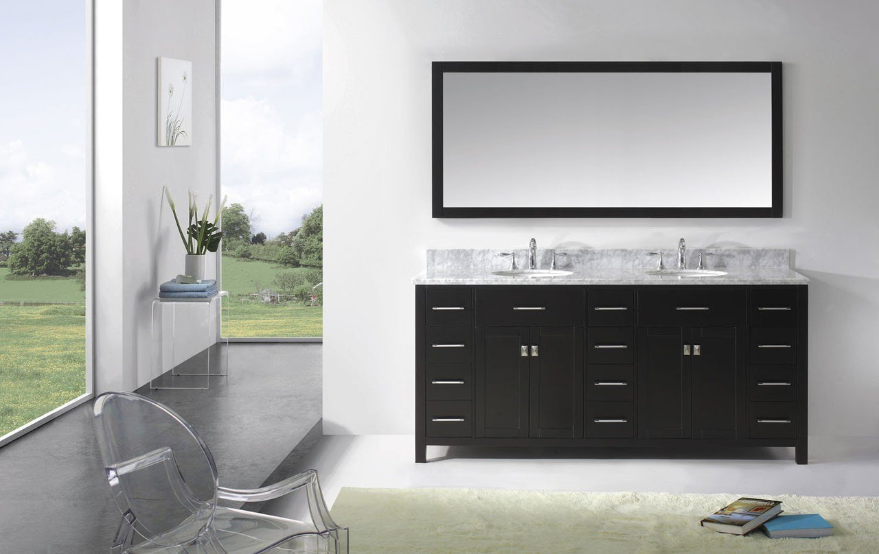 Virtu USA Caroline Parkway 72" Double Round Sink Espresso Top with Mirror Vanity Virtu USA 