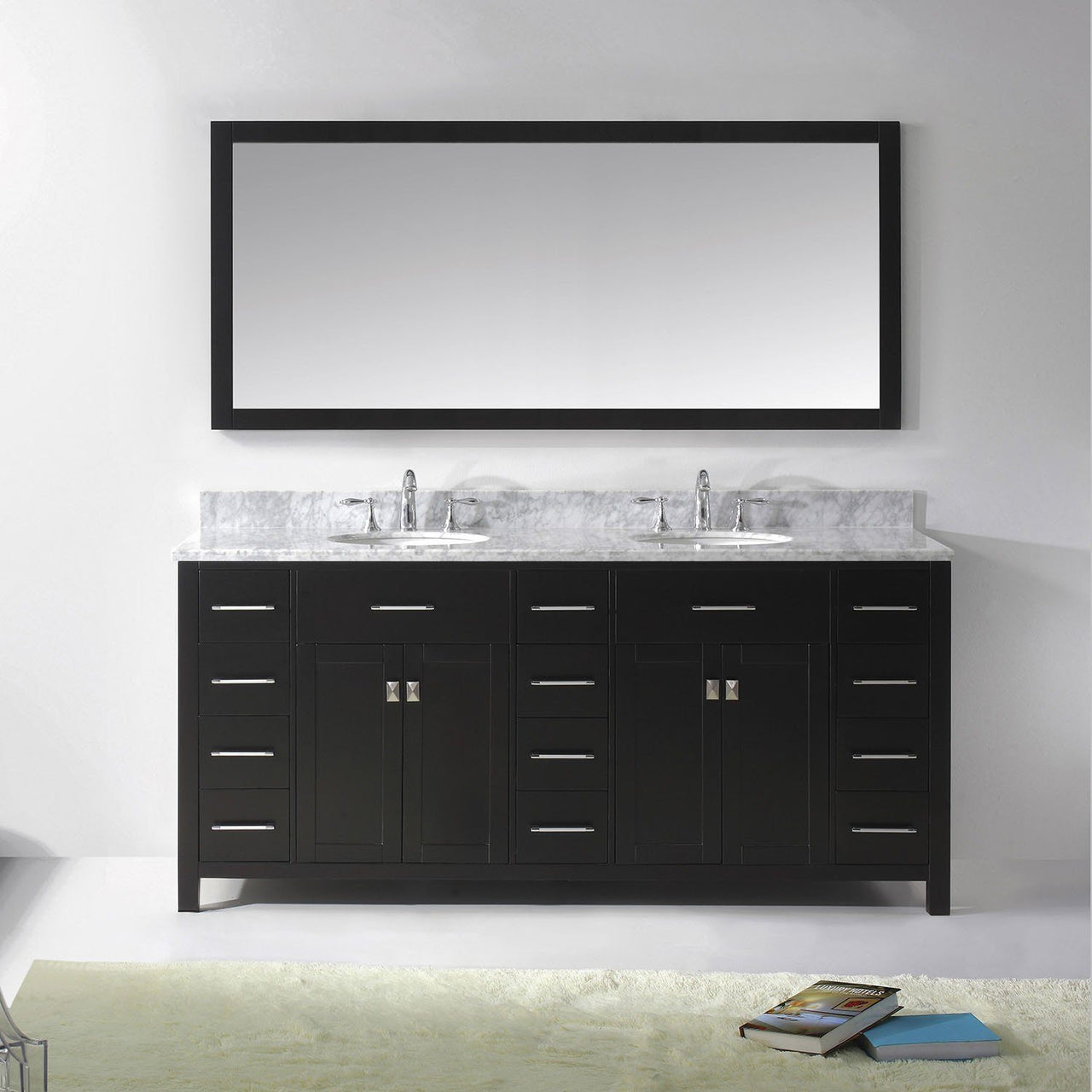 Virtu USA Caroline Parkway 72" Double Round Sink Espresso Top with Mirror Vanity Virtu USA 