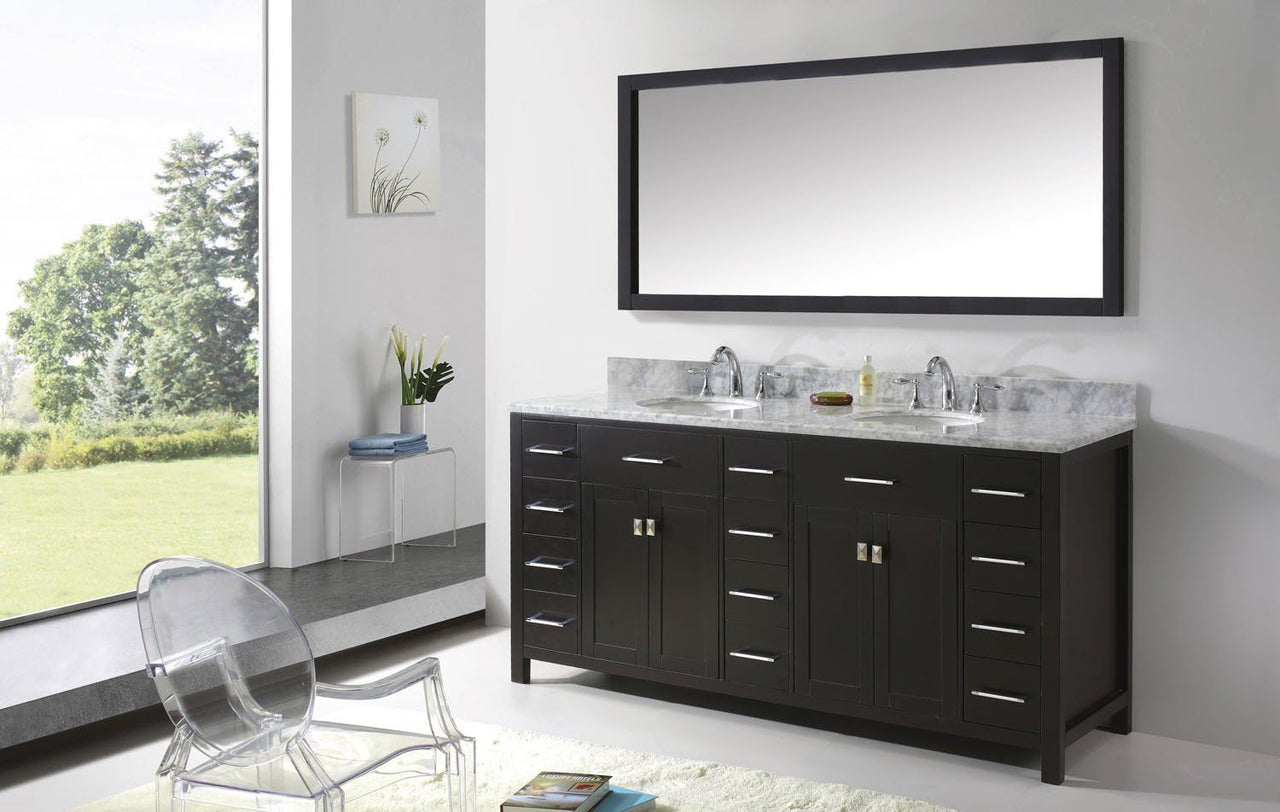Virtu USA Caroline Parkway 72" Double Round Sink Espresso Top with Mirror Vanity Virtu USA 