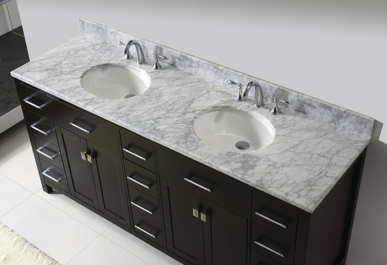 Virtu USA Caroline Parkway 72" Double Round Sink Espresso Top with Mirror Vanity Virtu USA 