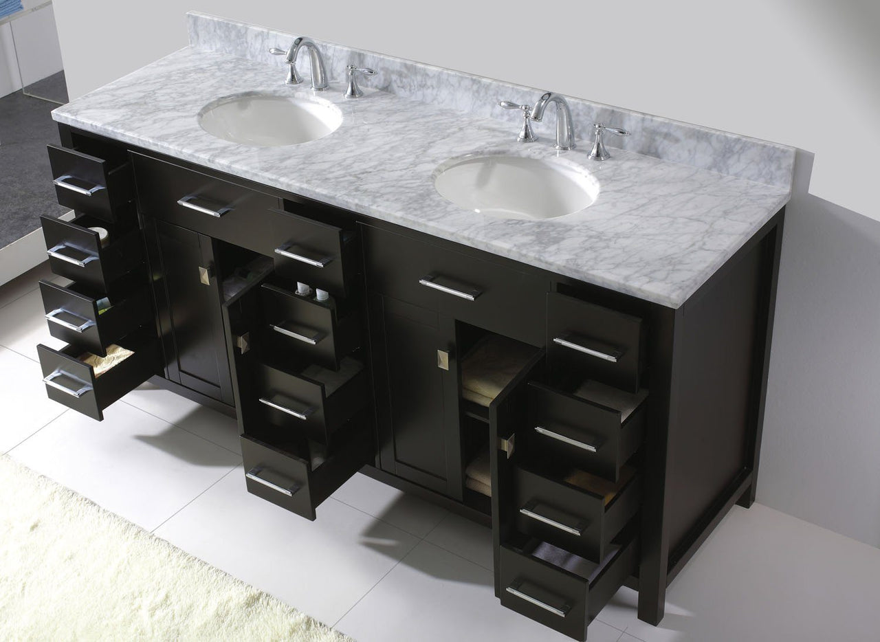 Virtu USA Caroline Parkway 72" Double Round Sink Espresso Top with Mirror Vanity Virtu USA 