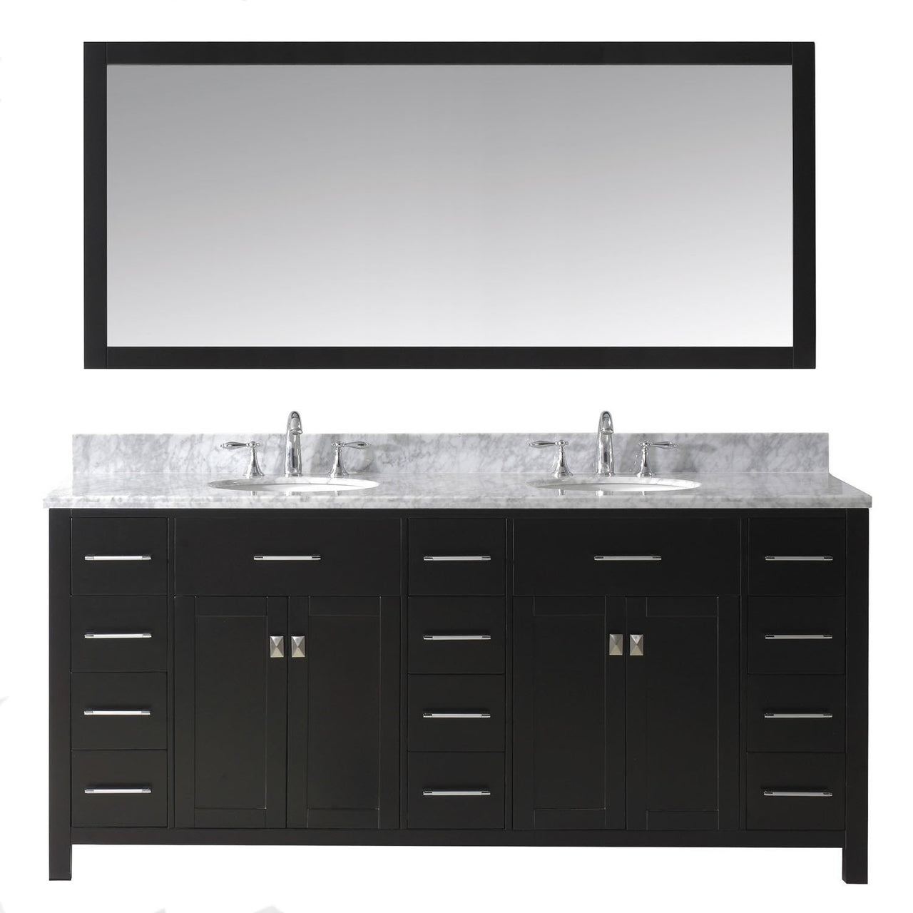 Virtu USA Caroline Parkway 72" Double Round Sink Espresso Top with Mirror Vanity Virtu USA 