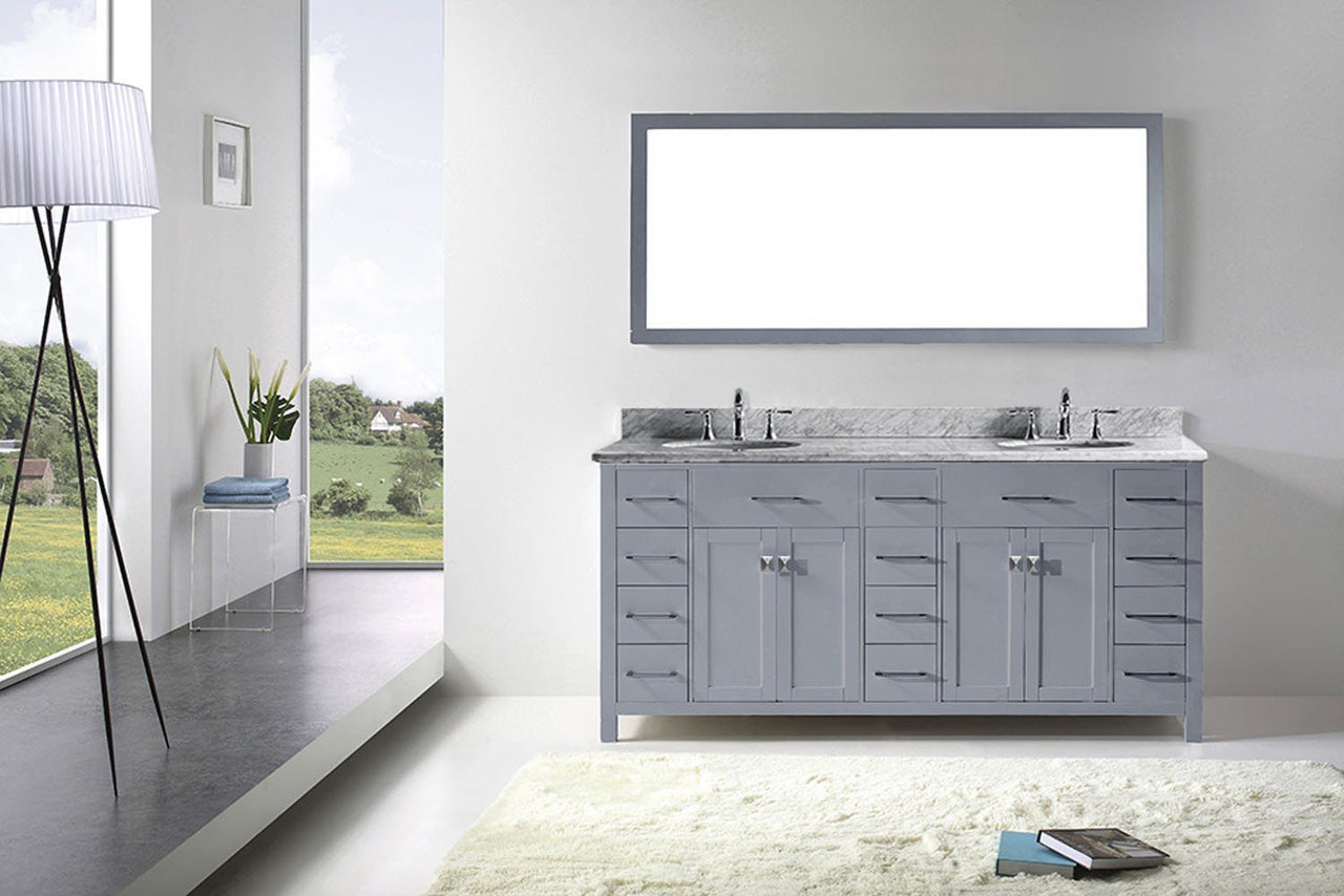 Virtu USA Caroline Parkway 72" Double Round Sink Grey Top with Mirror Vanity Virtu USA 