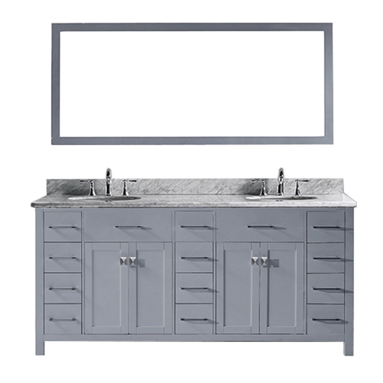 Virtu USA Caroline Parkway 72" Double Round Sink Grey Top with Mirror Vanity Virtu USA 