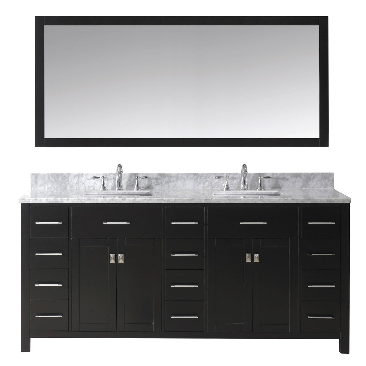 Virtu USA Caroline Parkway 72" Double Square Sink Espresso Top Vanity in Espresso with Mirror Vanity Virtu USA 
