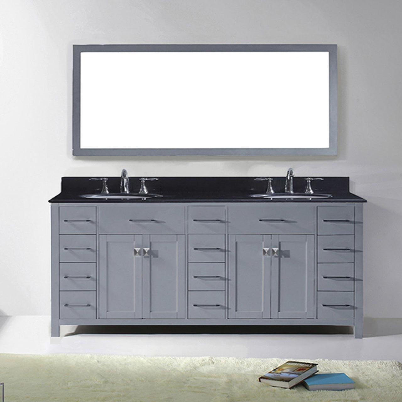 Virtu USA Caroline Parkway 78" Double Round Sink Grey Top Vanity in Grey with Mirror Vanity Virtu USA 