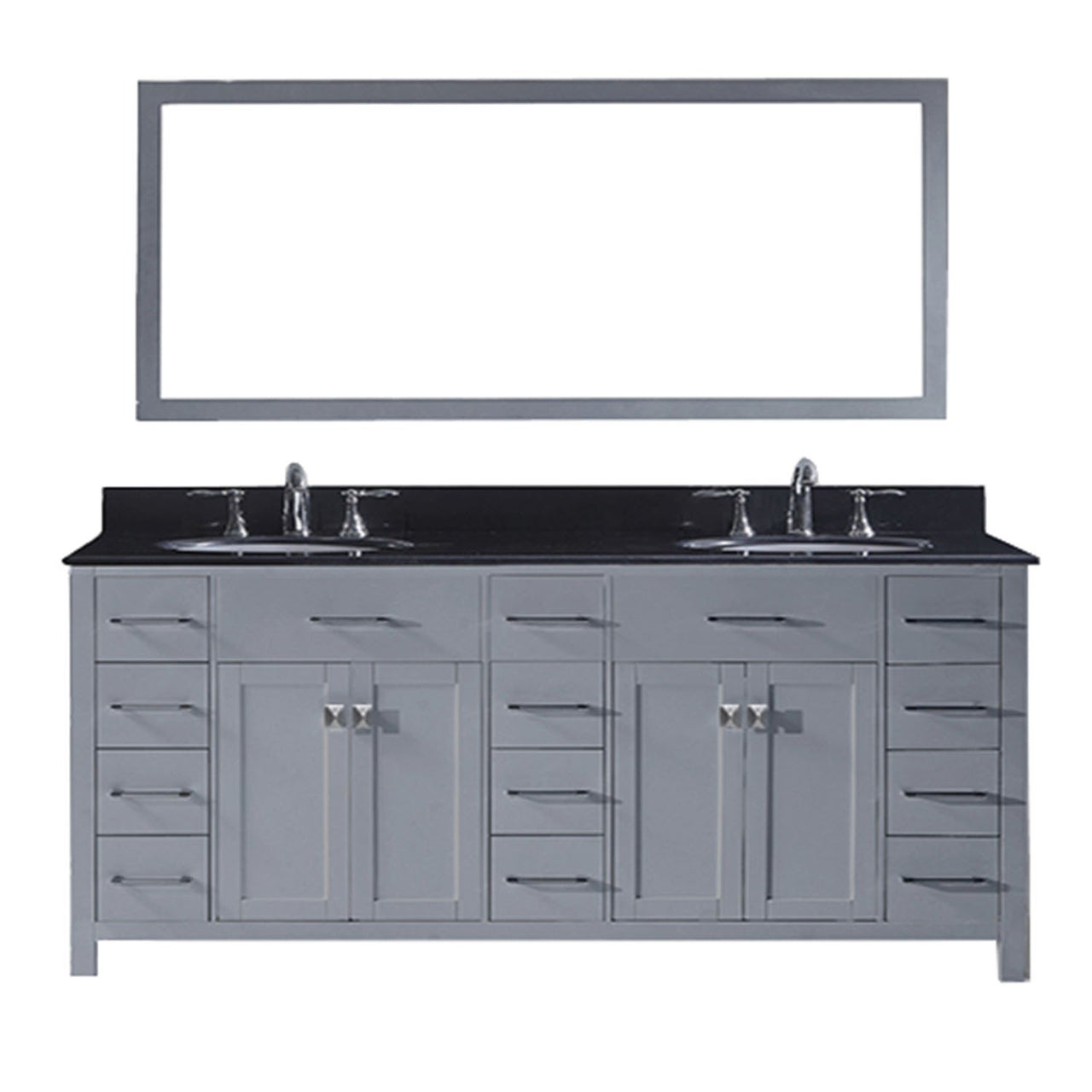 Virtu USA Caroline Parkway 78" Double Round Sink Grey Top Vanity in Grey with Mirror Vanity Virtu USA 