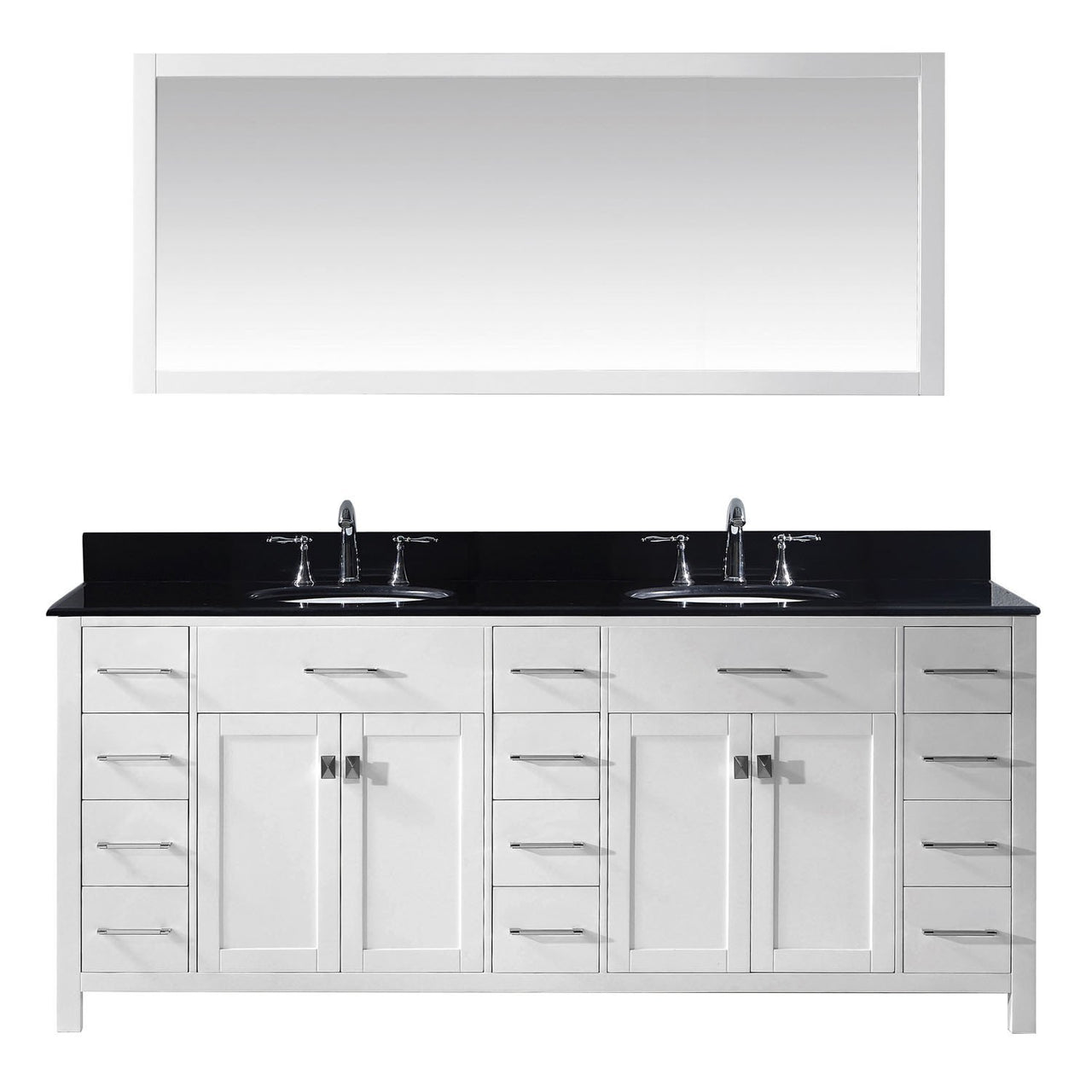 Virtu USA Caroline Parkway 78" Double Round Sink White Top Vanity in White with Mirror Vanity Virtu USA 