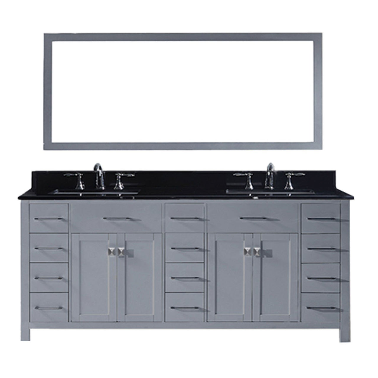 Virtu USA Caroline Parkway 78" Double Square Sink Grey Top Vanity in Grey with Mirror Vanity Virtu USA 